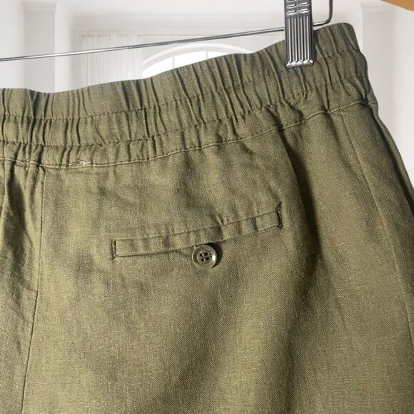 NWT Love Tree Olive Green Linen Blend Shorts Size L Elastic Waist Drawstring - Picture 5 of 10